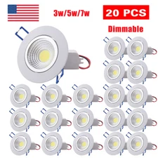20PCS COB Downlight LED Recessed Ceiling Light Spotlight Dimmable Lamp 3W/5W/7W