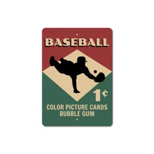 Personalized Baseball Card Sign Custom Baseball Plaque Metal Wall Decor
