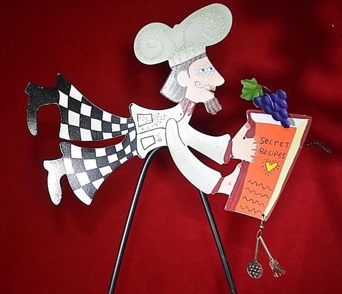 Rossi Silvestri Cookbook Holder - Flying Chef - with Hanging Baubles Cook Book - Picture 3 of 11
