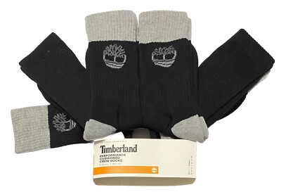 Timberland 5-Pair Men's Performance Cushioned Crew Socks  Black/Heather Gray