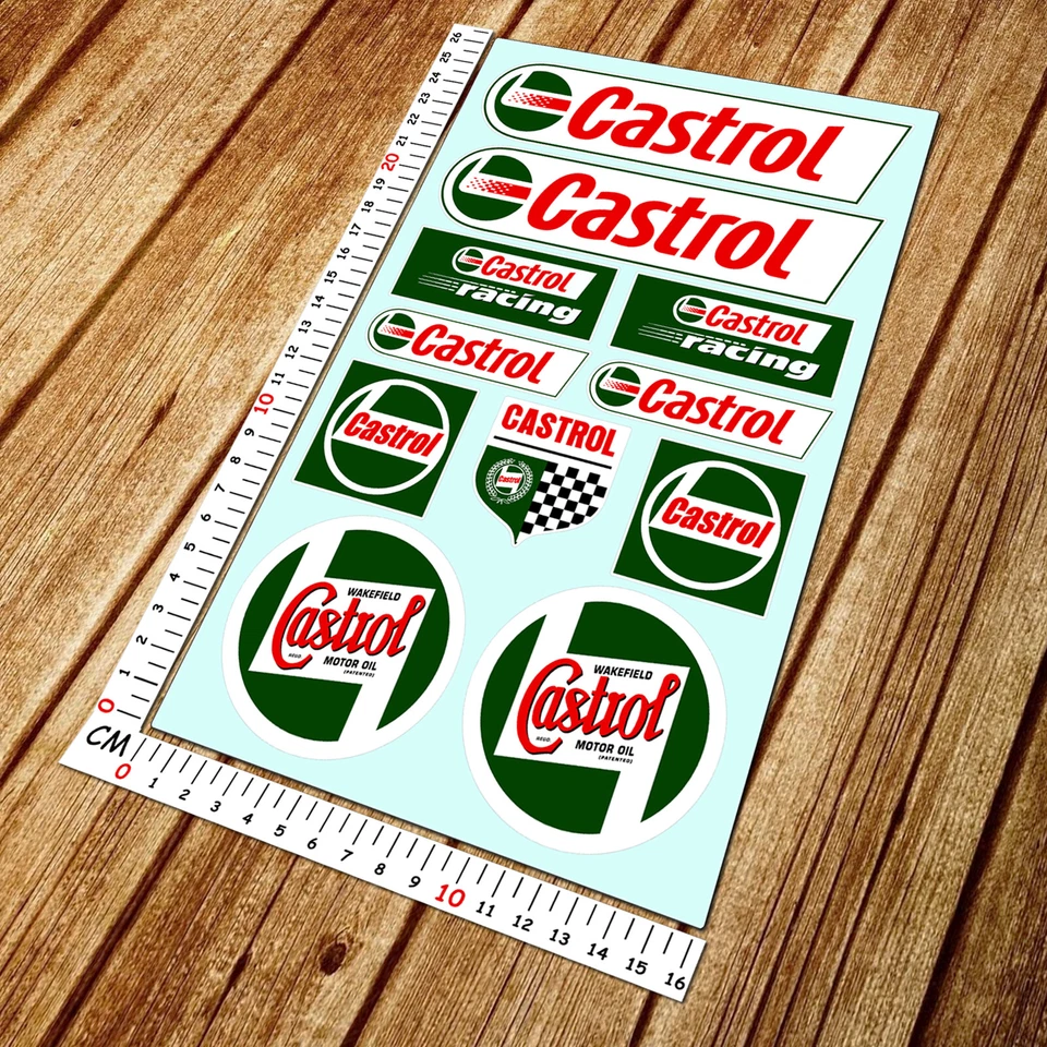 GRAFX Castrol Racing Aceites Moto Coche Patrocinador Calcomanías Set Hoja 11 Pegatinas Honda