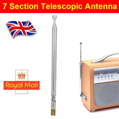7 Section 174-770mm Telescopic Aerial Antenna For TV Radio DAB AM/FM Replacement