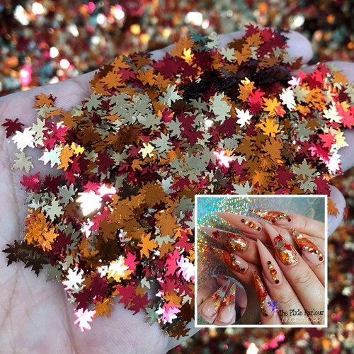 Xmas Autumn Maple Leaf Nail glitter sequins fall cosmetics Spangles wax