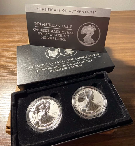 American Eagle 2021 One Ounce Silver Reverse Proof Two-Coin Set Designer Edition