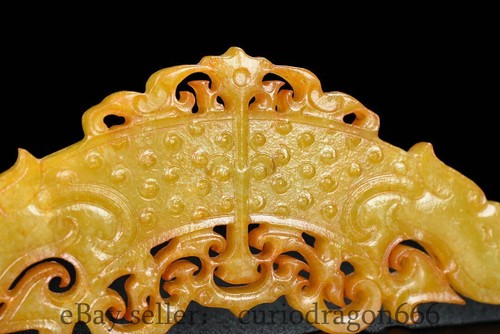 Antiguo palacio de talla de nefrita de jade hetiano chino de 4,6" 2 animales dragón Yu Bi - Imagen 3 de 9