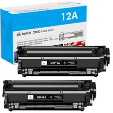 2 PACK Q2612A For HP 12A Toner Cartridge LaserJet 1020 1018 1010 1012 3050 3020