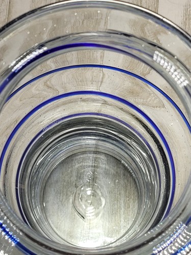 Vtg Art Glass Handmade Clear Bubble Glass Sapphire Blue Spiral Swirl 12.5" Vase - Picture 12 of 20