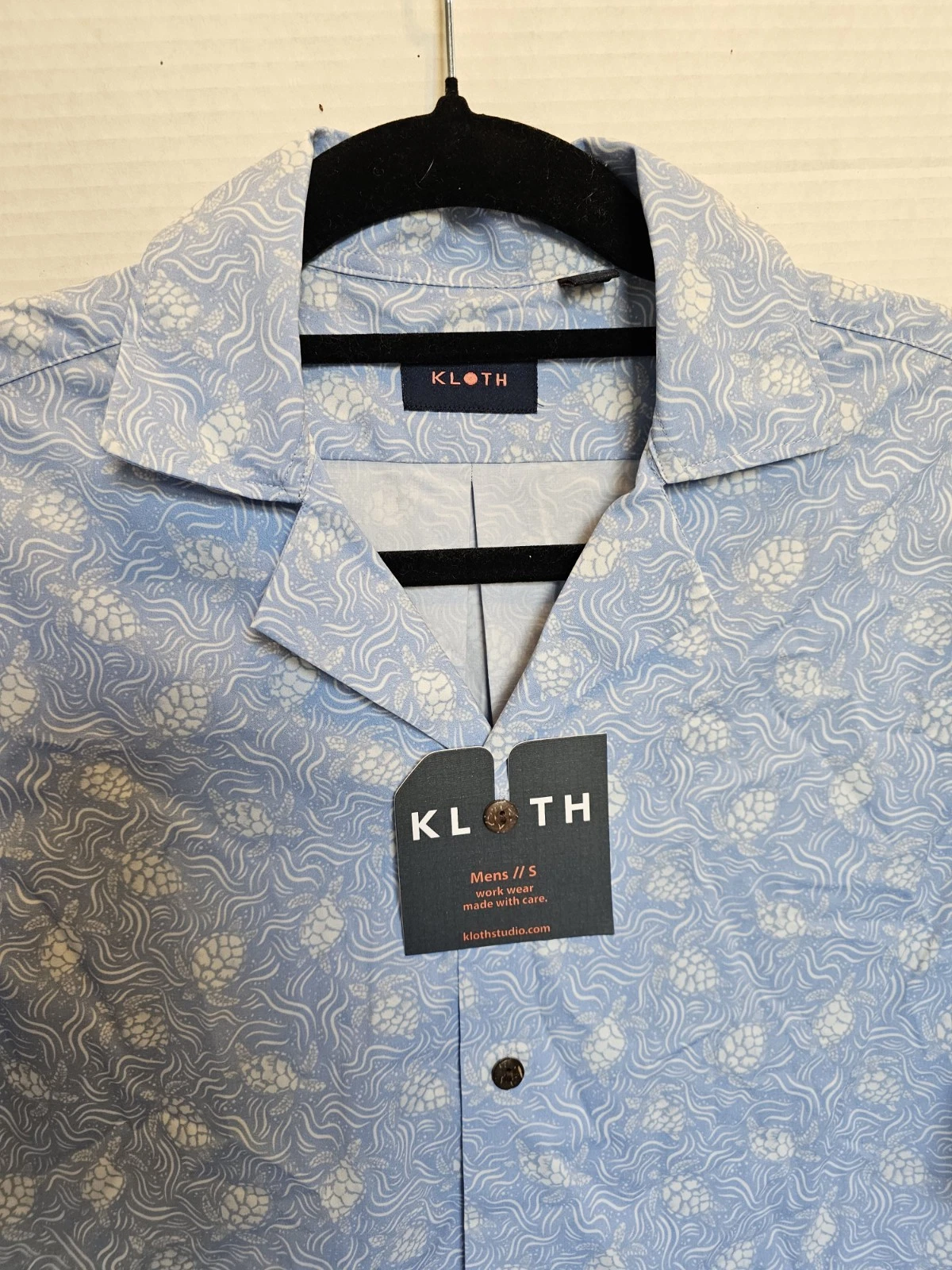 New KLOTH Shirt * Mens S * Lt. Blue * Sea Turtle * HONU * Ocean Waves Hawaiian *