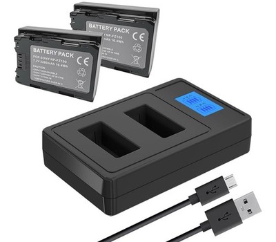 NP-FZ100 Batteries With 2 Slot Charger 2-Pack