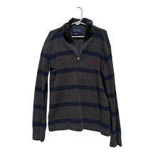 Polo Ralph Lauren Pullover Sweater Boys S 8 Gray Blue Quarter Zip Long Sleeve