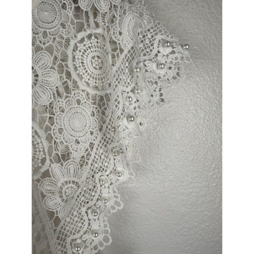 Trendy JS Women’s White Lace Sleeveless Top Floral Lacey Flowy Romantic Size 1X - Picture 3 of 6