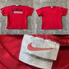 VTG Nike Mens USA Swoosh Flag 1996 Olympics TShirt White Tag MADE IN USA Sz XXL