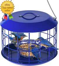 Bluebird Feeders for Outdoors Hanging All Metal Cage Mealworm Bird Feeder with T