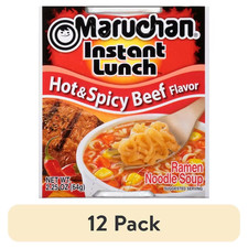 (12 Pack) Maruchan Instant Lunch Hot & Spicy Beef Ramen Noodles Cup, 2.25 Oz,