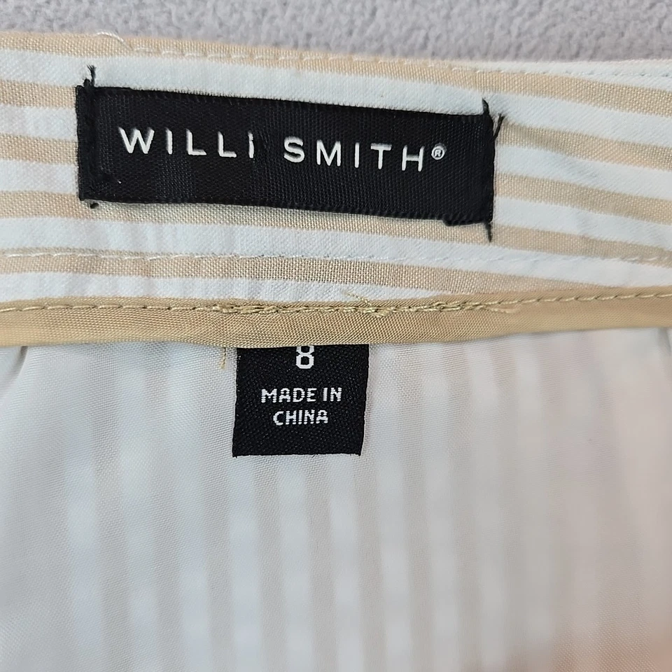 Saia Willi Smith Feminina 8 Bege Branca Seersucker Linha A Casual Carreira Náutica - Imagem 3 de 4