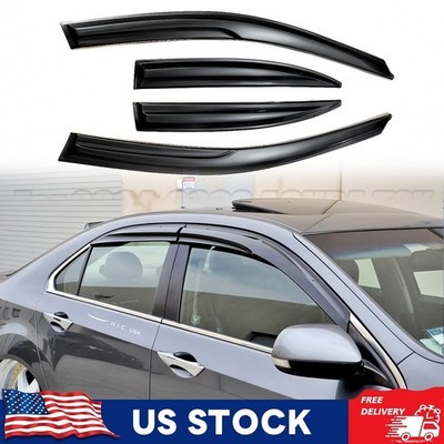 Fit 04-08 ACURA TSX Glossy Black Window Visor Deflectors Rain Guards Mugen Style