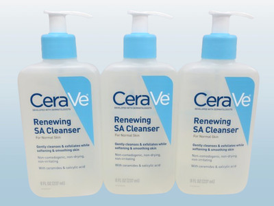 CERAVE RENEWING SA CLEANSER FOR NORMAL SKIN 8 OZ NWOB LOT OF 3