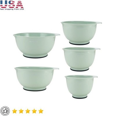 5-Piece Mixing Bowls Set Non-Slip Base Easy Pour Spout Kitchen Essentials New