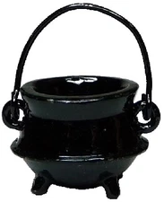 Dollhouse Black Cauldron Pot or Kettle Metal with Handle 1:12 Scale Miniature