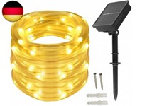Bxroiu Solar Lichtschlauch 10 M IP65 AußEn, Solar Lichterkette Warmweiß | 100 W