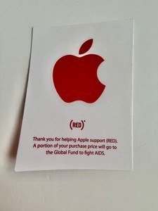 Genuine New Authentic Red Apple Logo Decal Sticker (Rare Red World AIDS Day)