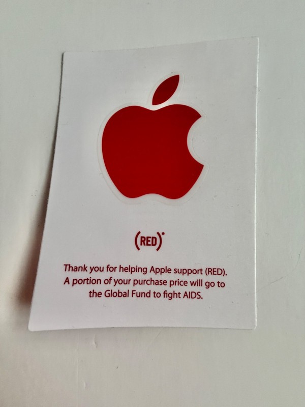 Genuine New Authentic Red Apple Logo Decal Sticker (Rare Red World AIDS Day)