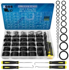 ZDBB 1086 Pcs SAE Standard O Ring Kit Nitrile Rubber O-Rings Assortment with ...