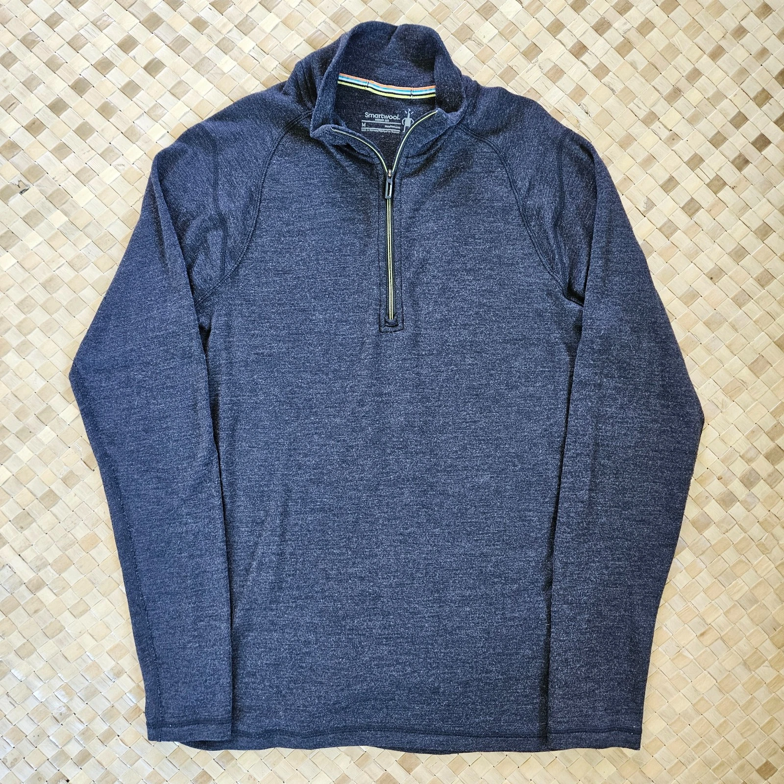 Smartwool Merino 250 1/4 Zip Base Layer Shirt Mens Medium Black Thermal Pullover