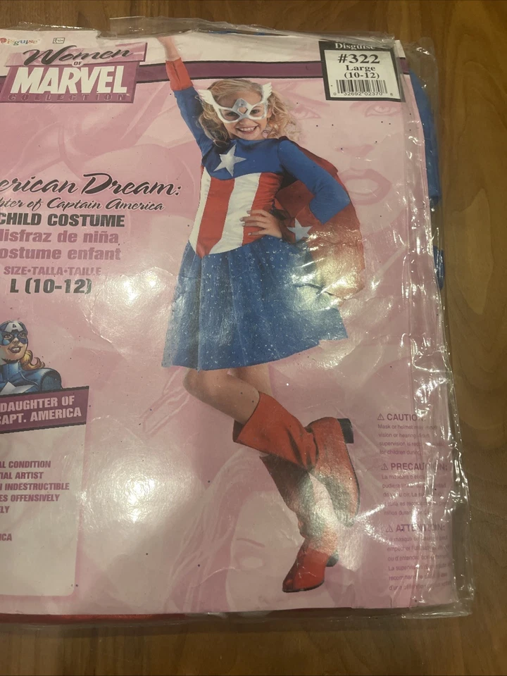 Marvel Sueño Americano - Hija del Capitán América Disfraz Halloween L 10-12 Difícil de Encontrar Foto 3 de 4