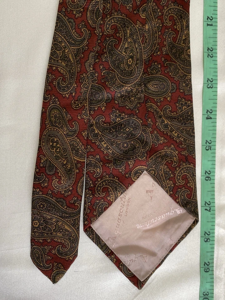 Corbata para hombre AQUASCUTUM of London marrón seda patrón cachemir Foto 4 de 4