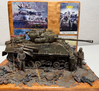 Pro Built 1/35 Sherman Easy8 Tank from the Final Scene of FURY Staring Brad Pitt
