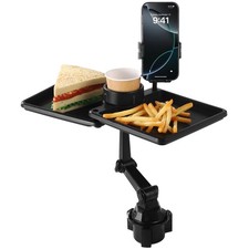 Detachable Car Cup Holder Tray 360 Adjustable Rotating Arm 2 Food Swivel
