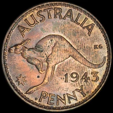 Austrailia 1943 1 Penny (bombay short denticles)