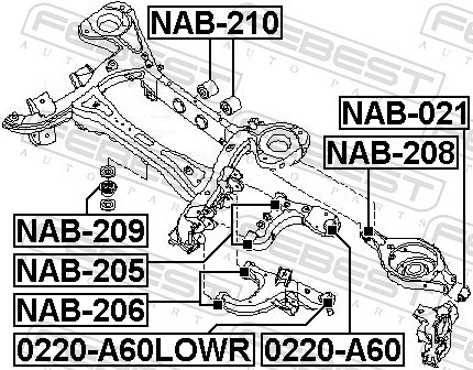 MOUNTING AXLE BEAM NAB-209 FOR INFINITI EX FX M35 Q45/III Q60/Convertible 3.5L - Picture 3 of 7
