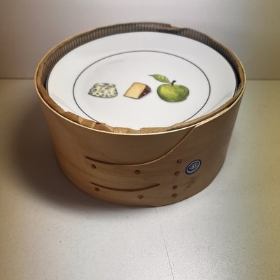 Set of 6~Crate&Barrel Nancy Green Fruit Fromage Plates In Original Box