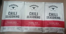 Lot Of 3 Kinder’s Texas Red No Bean Style Seasoning 1 Oz Spice Chili Packet