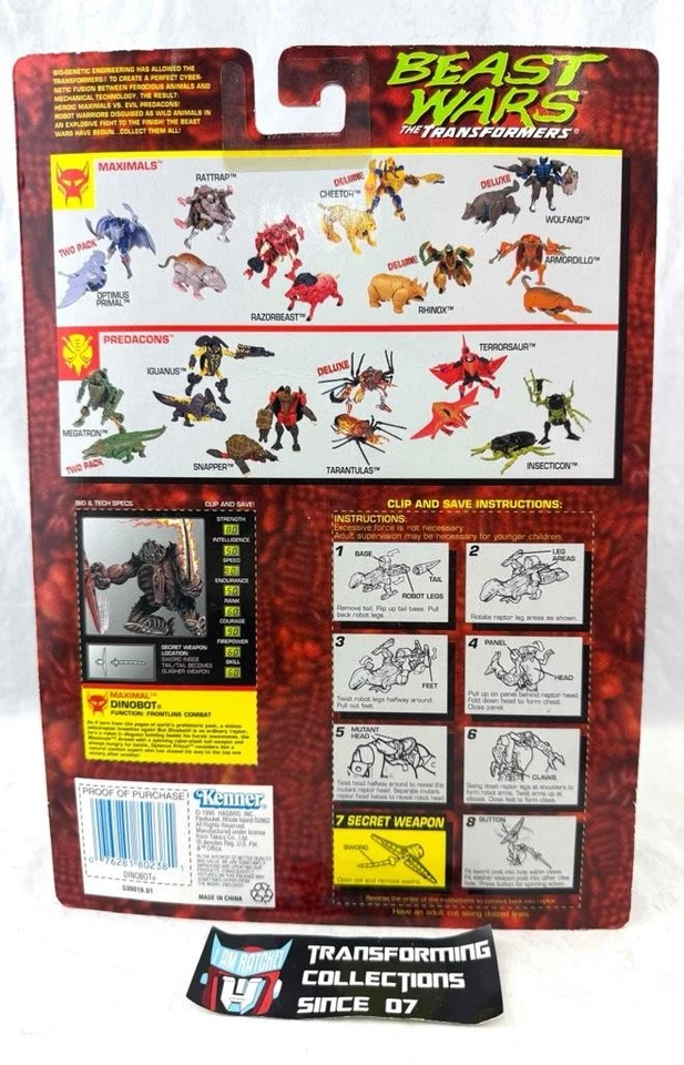 Transformers Beast Wars 1995 Deluxe Dinobot MOSC - Image 2 of 2