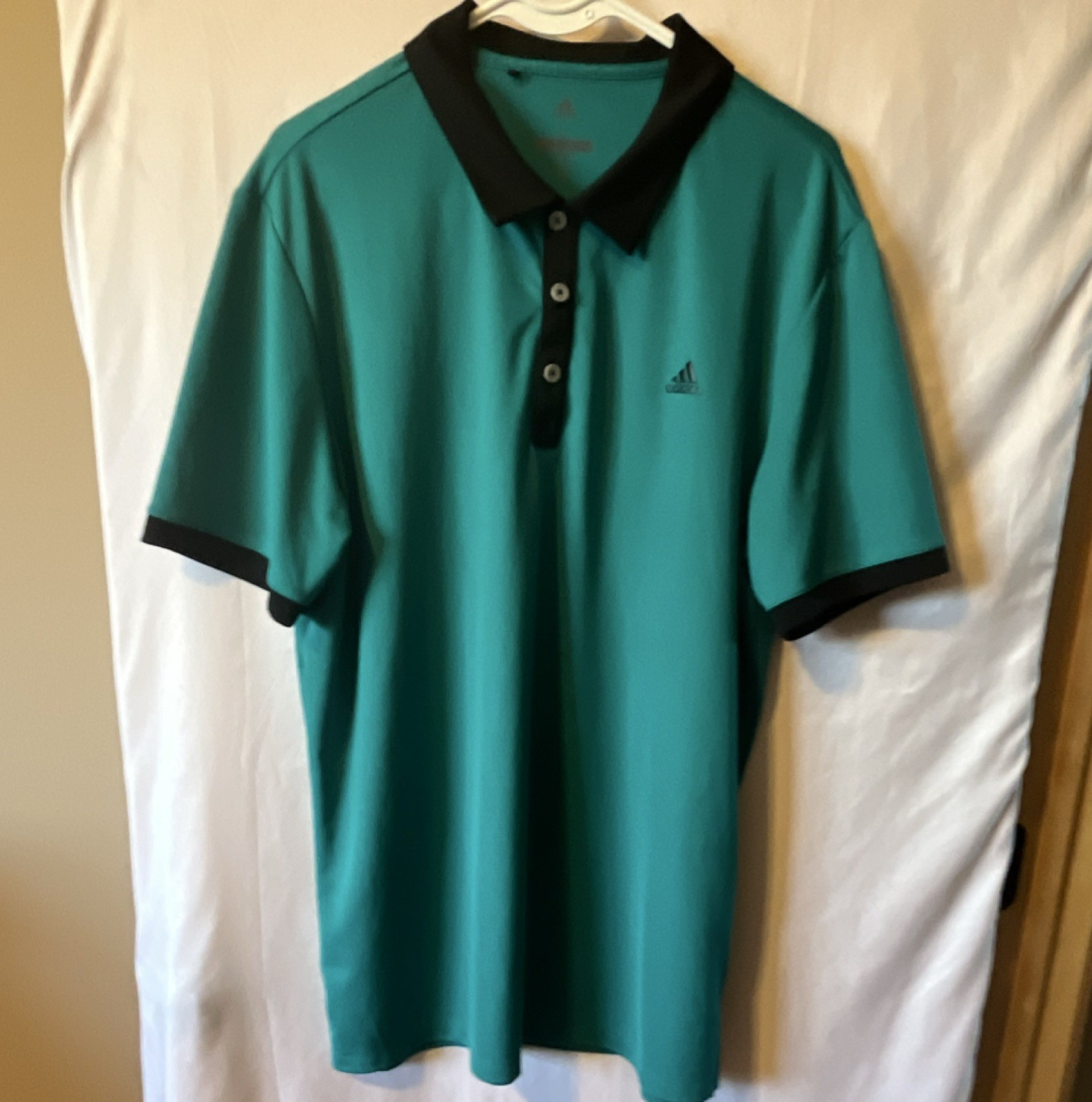 adidas Golf Teal & Black Men's Polo Shirt Size L Short Sleeve
