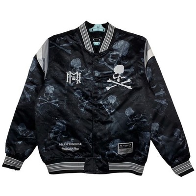 Mastermind World Mitchell & Ness Large Varsity Jacket Allover Print Gray New