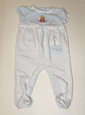 Vintage Disney Y2K Winnie The Pooh Romper Size 6/9 Months Blue Cotton Lace Boat