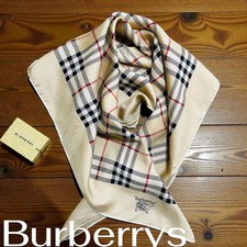 Burberrys Silk Scarf Check Beige 75cm
