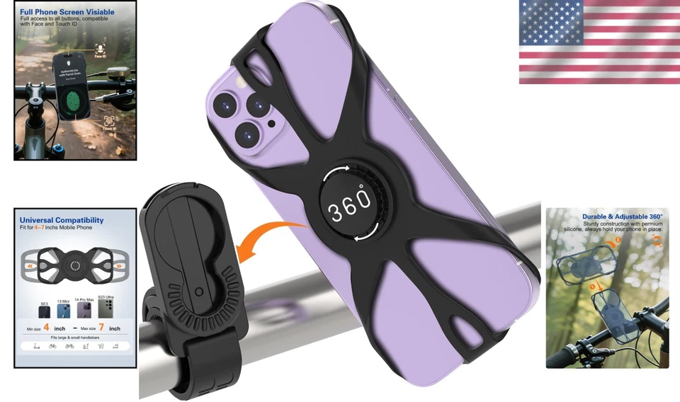 Universal Bicycle Phone Mount for 4.5-6.8" Smartphones - Easy Installation - Image 2 of 4