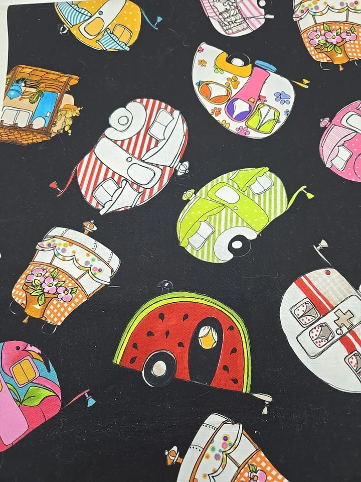 Trailer Toss Loralie Harris For Loralie Designs 3 YARD UNCUT Fabric Camping RV - Image 3 of 4