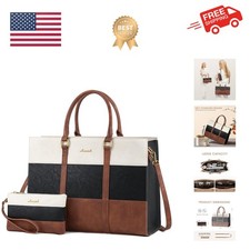 Laptop Bag for Women, 15.6 Inch Work Bags for Women, Vintage Leather Laptop T...