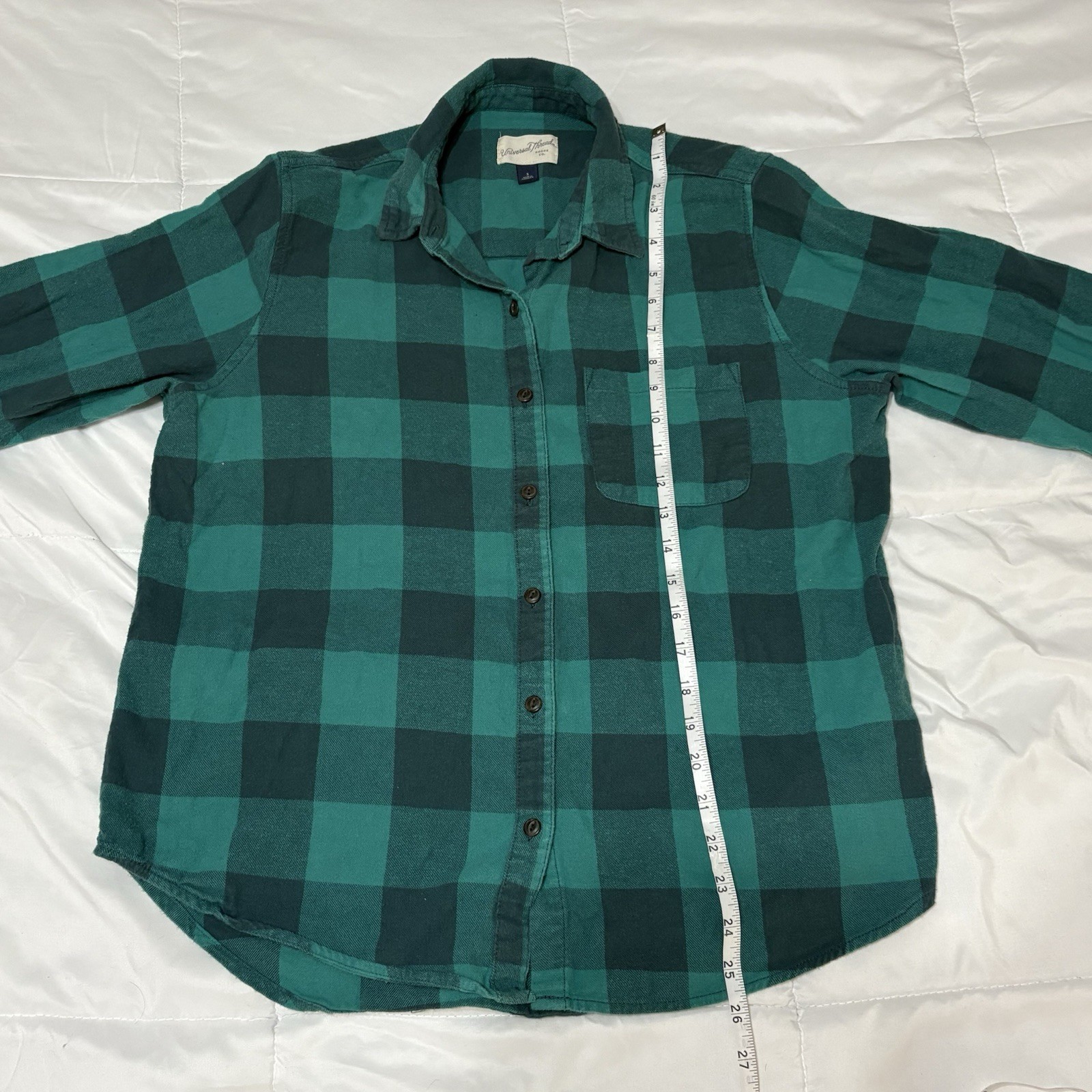 Universal Thread Medium Green Plaid Button-Down F… - image 6