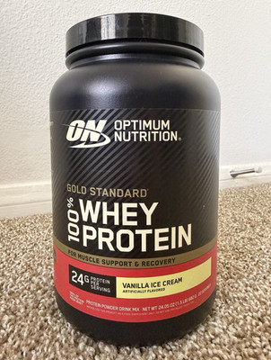 Optimum Nutrition Gold Standard 100% Whey Vanilla Ice Cream 24g 22 Serv 24.05oz