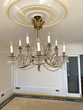 Gold Crystal 9-Light Multi-Arm Chandelier Ceiling Light, Warm White, Hardwired