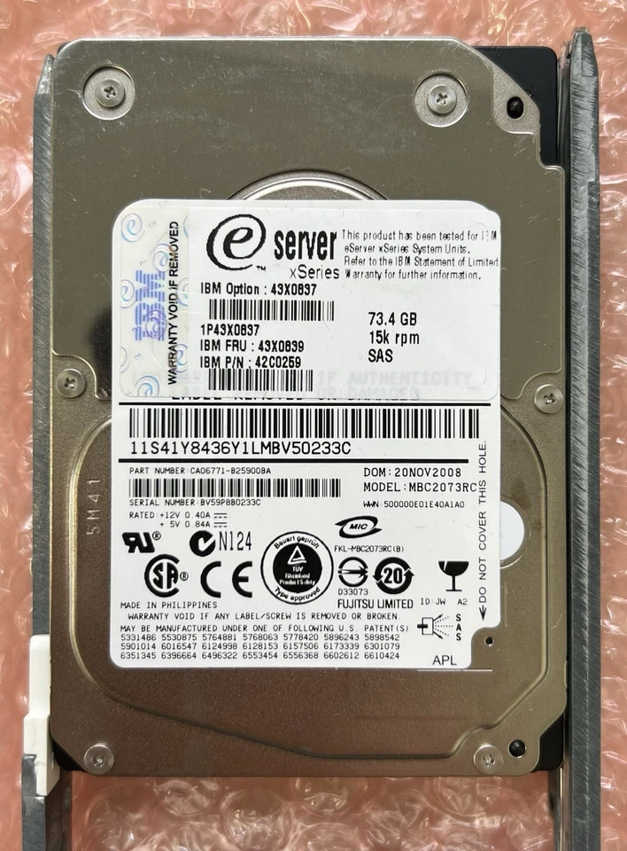 IBM 73GB 15K SAS MBC2073RC 43X0839 42C0259 CA06771-B25900BA HDD - Image 2 of 3