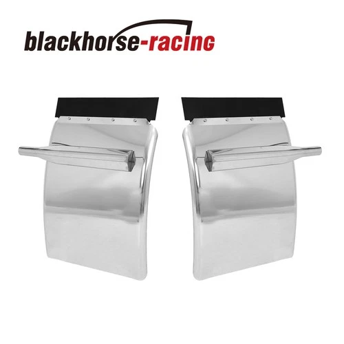 Pair Stainless Steel 34"x 24" Rear Quarter Fender w/ Triangle Arm for Semi Truck