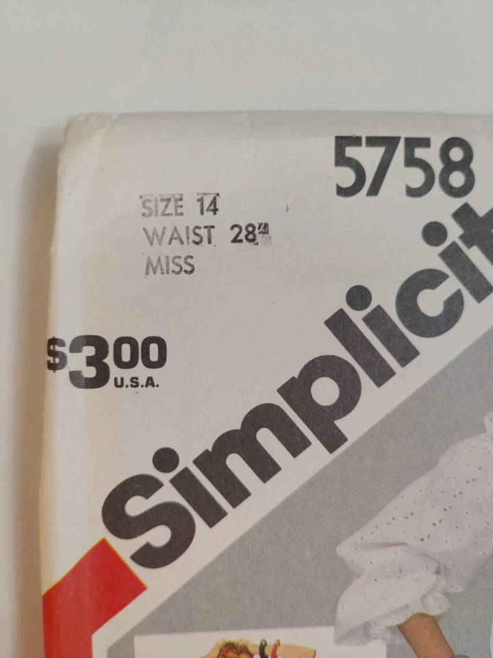 Simplicity 5758 Wrap Skirt Sewing Pattern Ladies 14 28" Ruffle Swing Dance VTG - Image 2 of 4